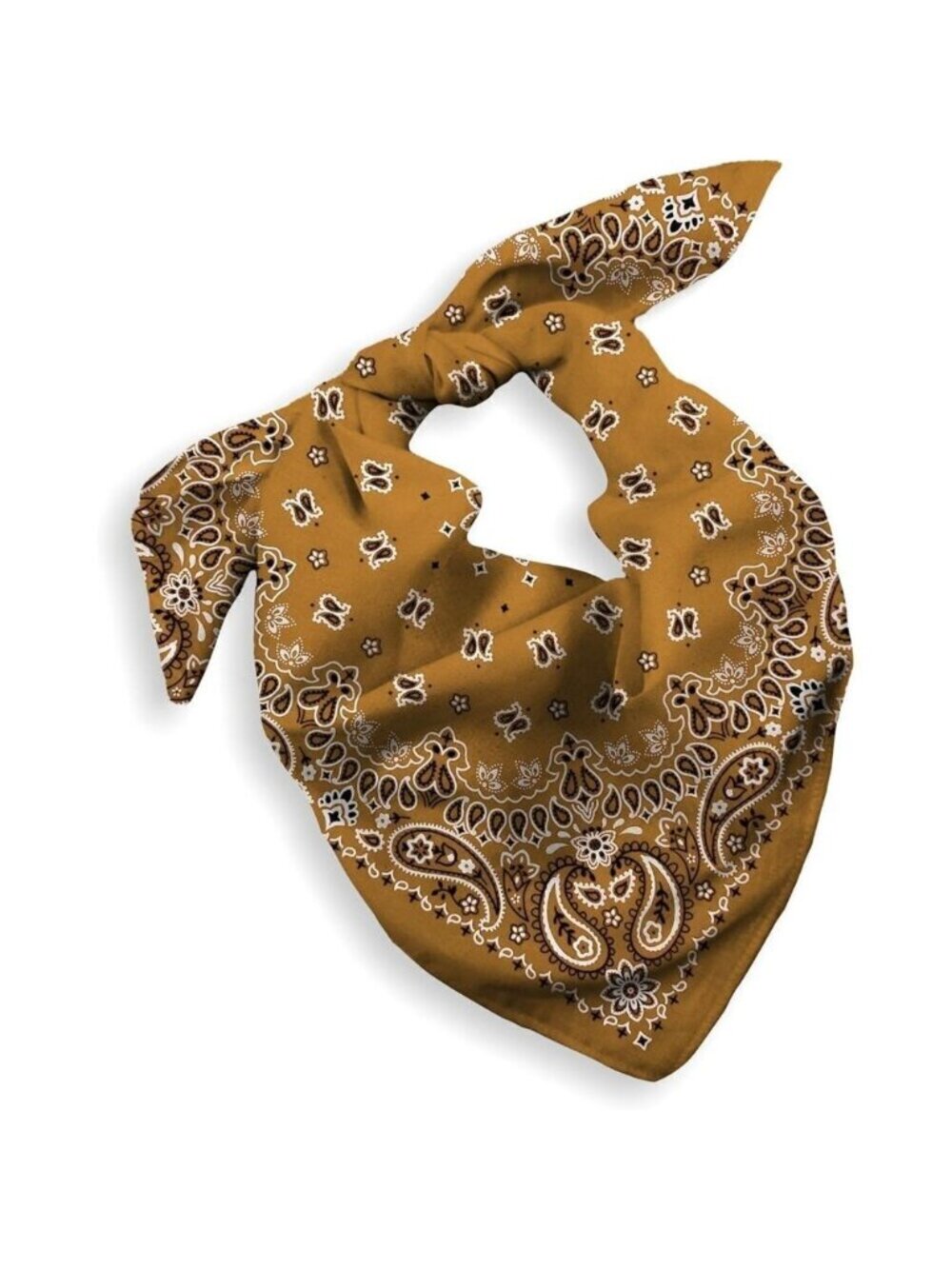 Women's Brown Cotton Bandana Large Cowgirl Imported Handkerchief Headband Scarf